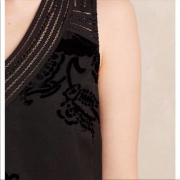 ANTHROPOLOGIE Meadow Rue Fanya Top Size S Black Burnout Velvet Festival Chic - Picture 5 of 9